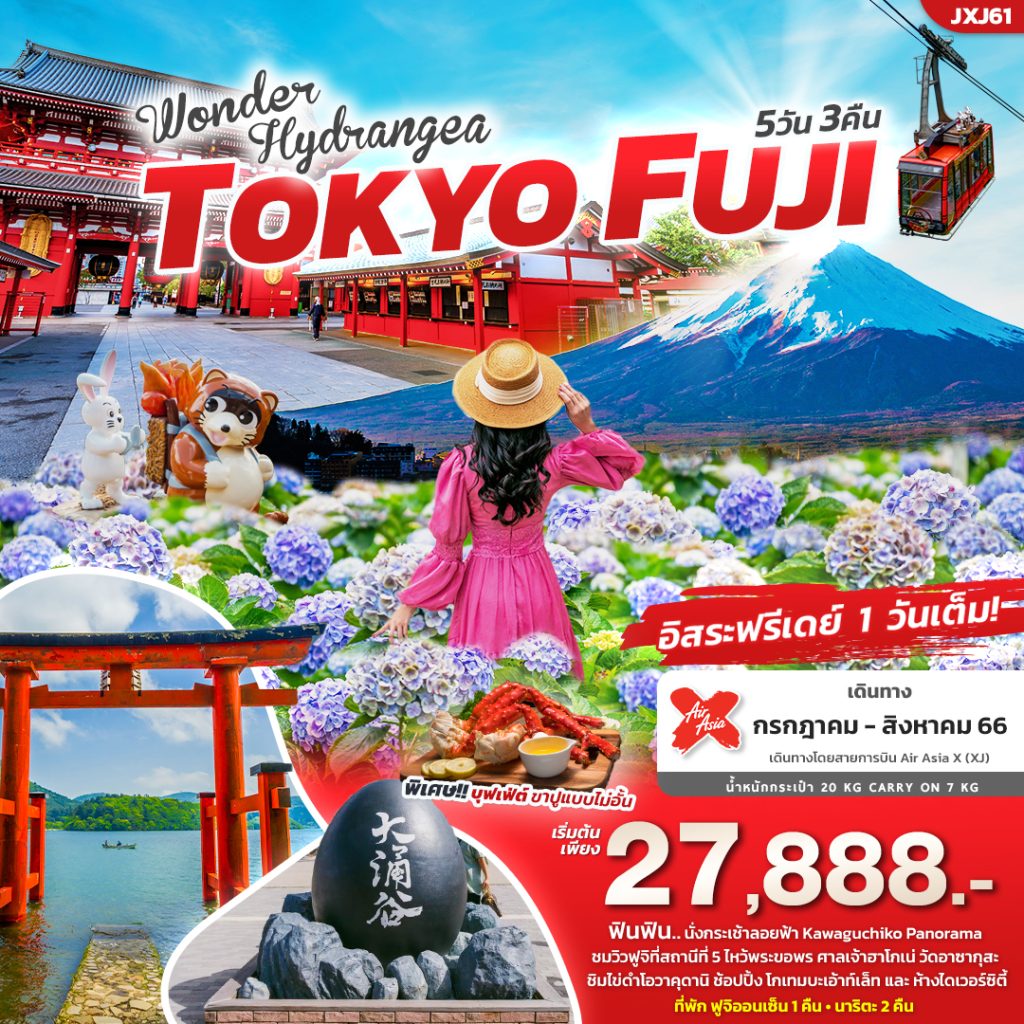 โปรแกรมท่องเที่ยวญี่ปุ่น  TOKYO FUJI โตเกียว-ฟูจิ ทัวร์ญี่ปุ่น 5 วัน3 คืน